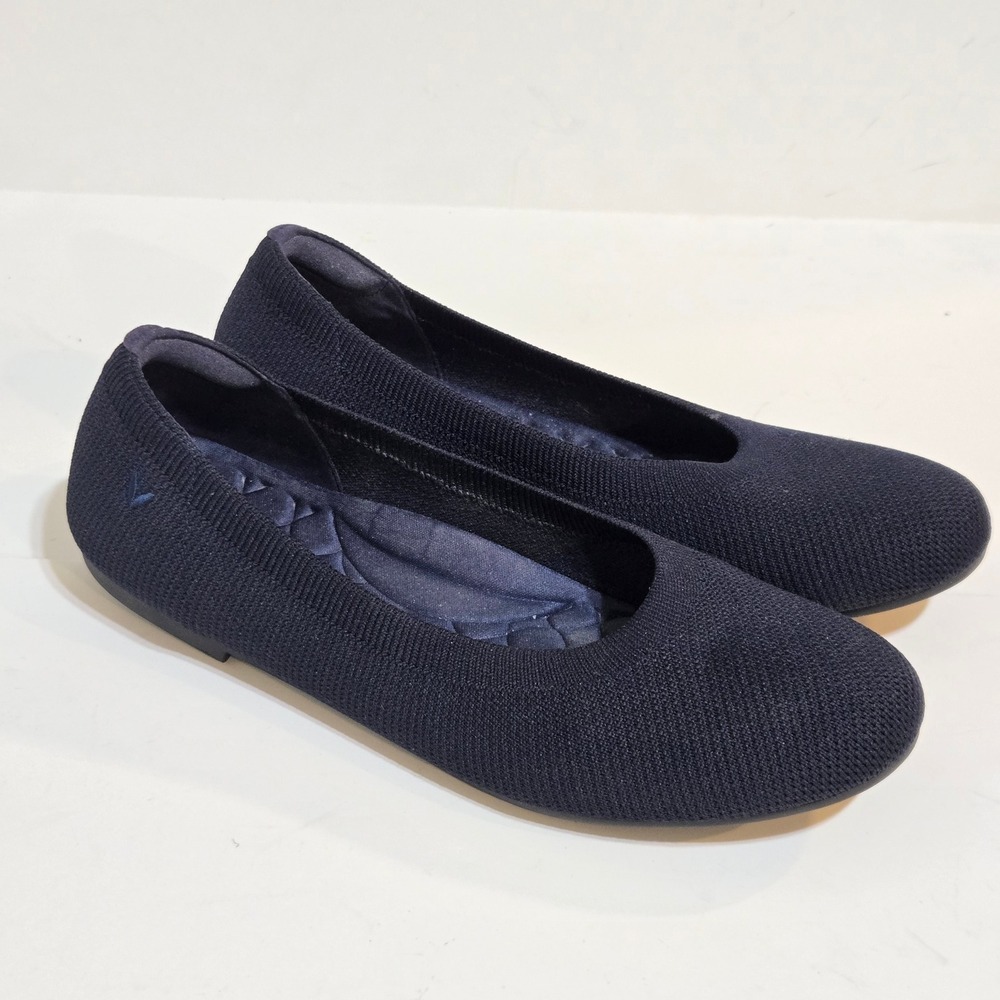 Vivaia Claire Ballet Walking Flats 9 / 40 Navy Blue Knit Round Toe Sustainable - Picture 2 of 6